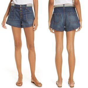 Veronica Beard Zynan Stripe Waist Denim Shorts Size 24